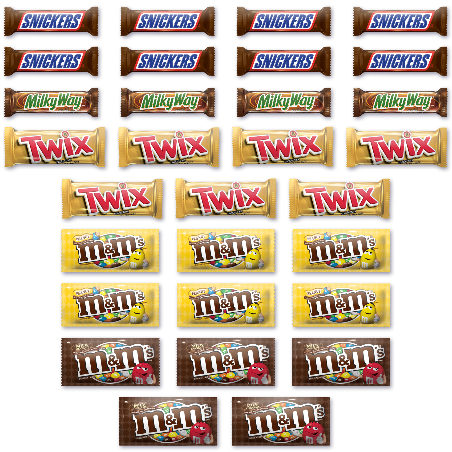 slide 3 of 5, M&M's, Snickers and More Chocolate Candy Bars, Variety Pack, 30-count, 53.66 oz