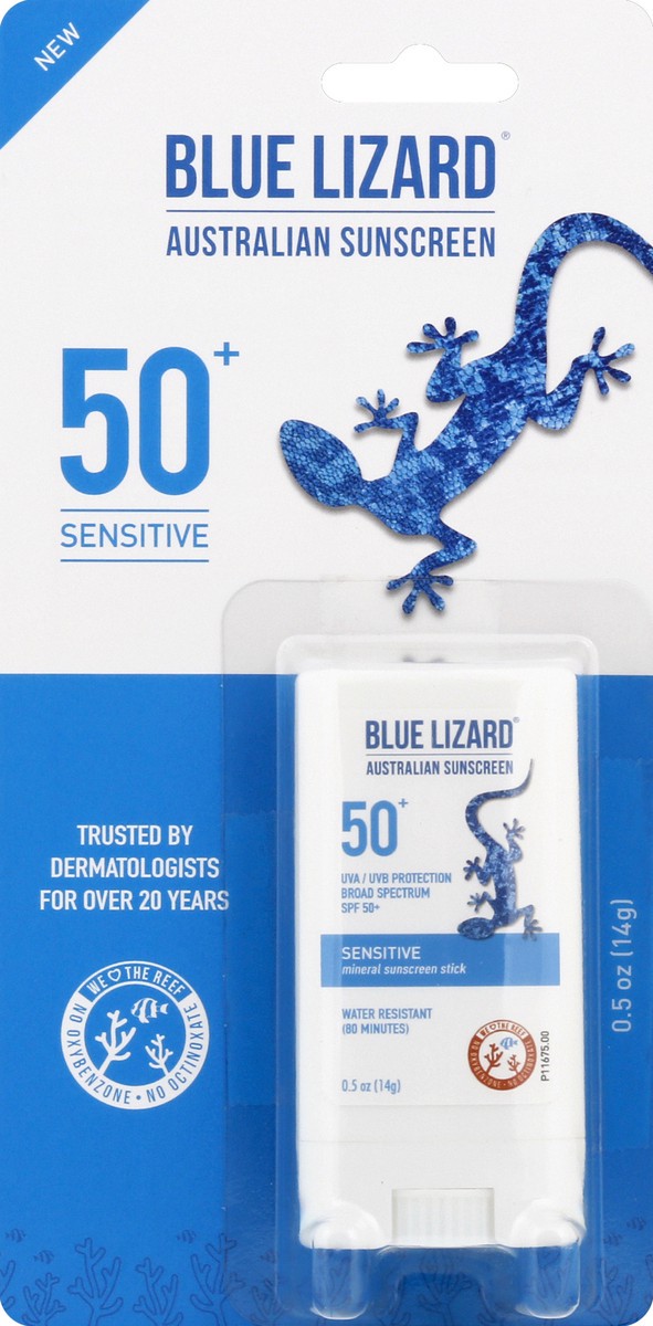 slide 1 of 8, Blue Lizard Sensitive Spf 50 Stick, 0.5 oz