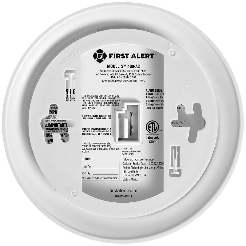 slide 7 of 8, First Alert Alarm Smoke AC/DC with ADP SMI100-AC, 1 ct