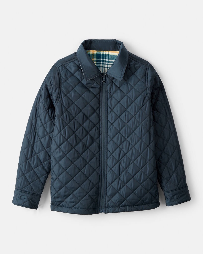 slide 2 of 4, Oshkosh Boys Plaid Long-Sleeve Fashion Jacket - Green Plaid 14, 1 ct