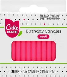 Cake Mate 2 Inch Pink Birthday Candle 36 ea