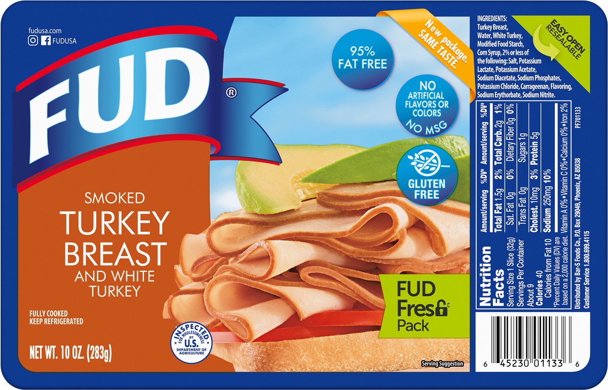 slide 7 of 9, FUD Smoked Turkey Breast 10 oz, 10 oz