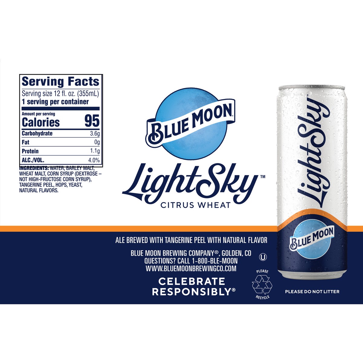 slide 4 of 8, Blue Moon Light Sky Citrus Wheat Ale, 72 fl oz