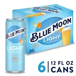Blue Moon Light Citrus Wheat Craft Beer 4.0% ABV, 6 Pack, 12.0 fl oz Cans