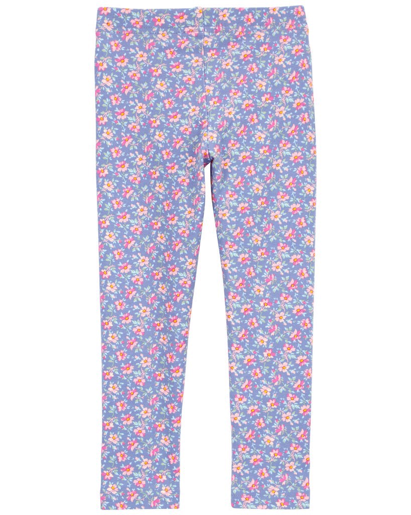 slide 3 of 3, Oshkosh Toddler Floral Print Stretch Leggings Purple 4T, 1 ct