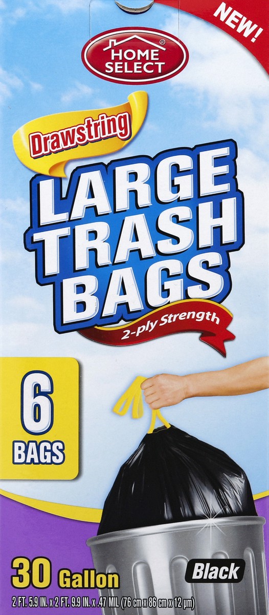slide 1 of 11, Home Select Trash Bags 6 ea, 6 ct