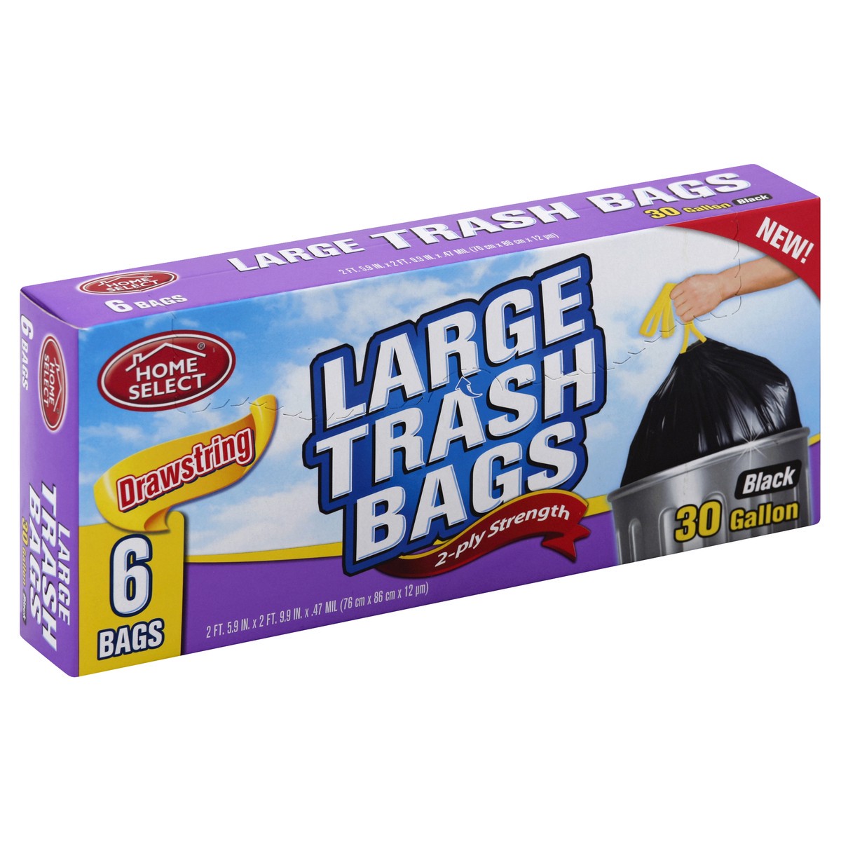 slide 8 of 11, Home Select Trash Bags 6 ea, 6 ct