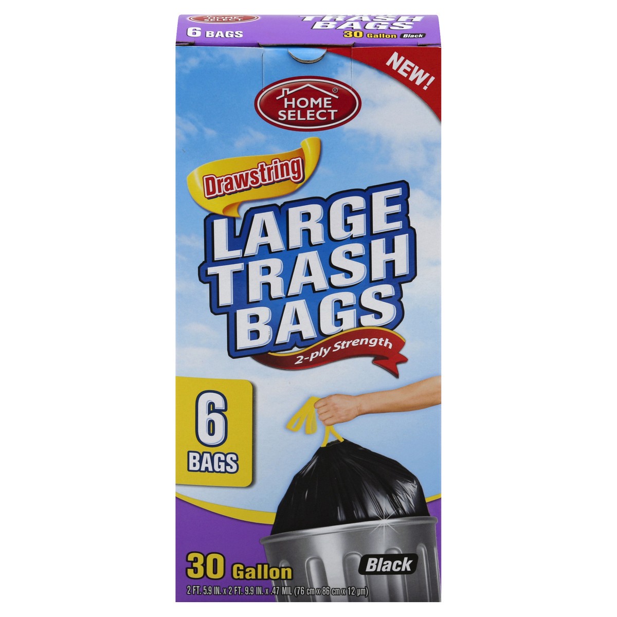 slide 10 of 11, Home Select Trash Bags 6 ea, 6 ct