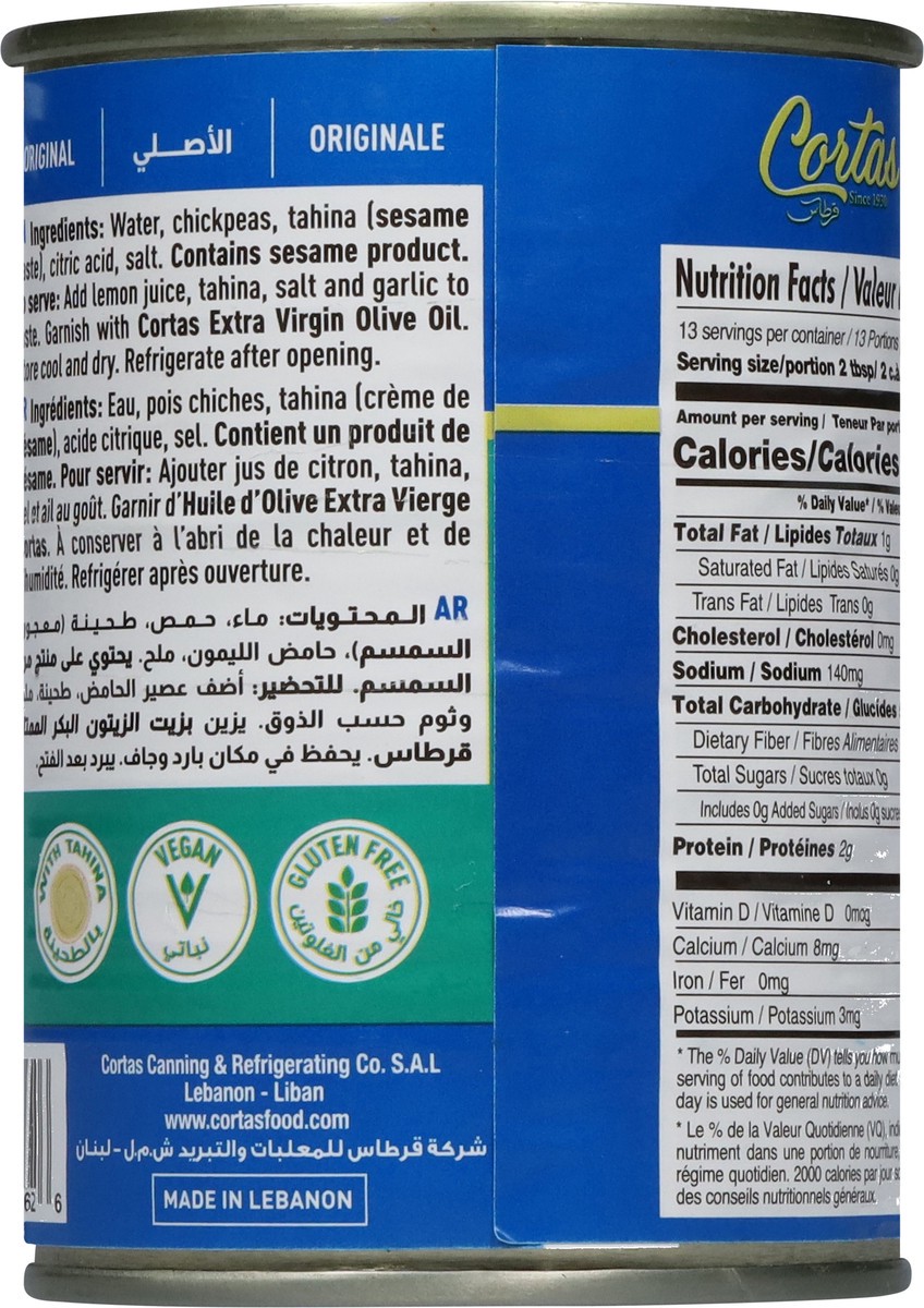slide 11 of 14, Cortas Original Hummus Tahina Chickpea Dip 400 g, 14 oz