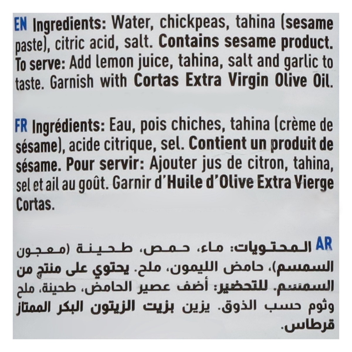 slide 8 of 14, Cortas Original Hummus Tahina Chickpea Dip 400 g, 14 oz