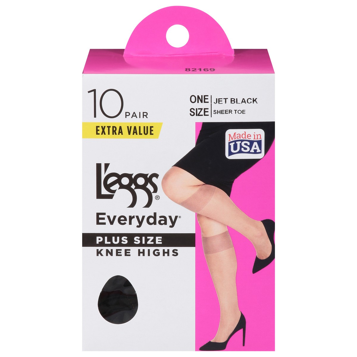 slide 6 of 12, L'eggs Everyday Jet Black Knee Highs One Size Plus Size Extra Value 10 ea, 10 ct