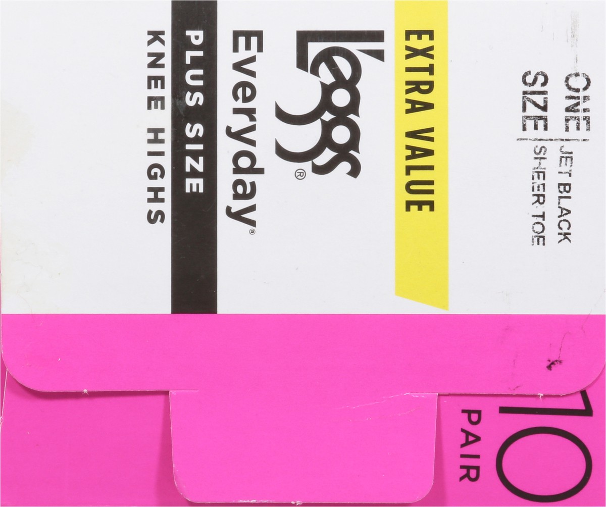slide 7 of 12, L'eggs Everyday Jet Black Knee Highs One Size Plus Size Extra Value 10 ea, 10 ct