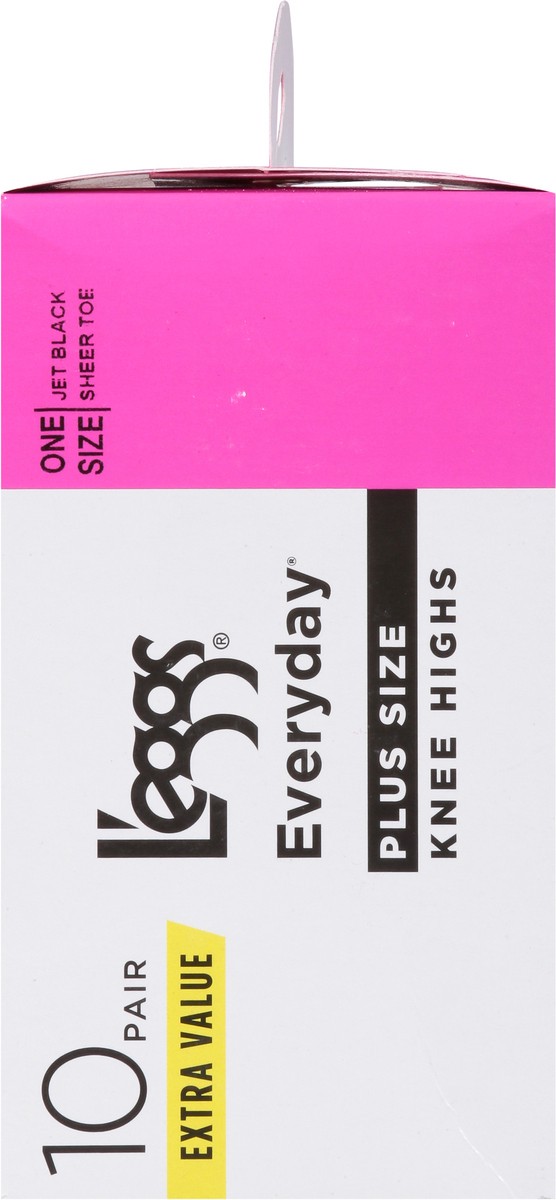slide 5 of 12, L'eggs Everyday Jet Black Knee Highs One Size Plus Size Extra Value 10 ea, 10 ct