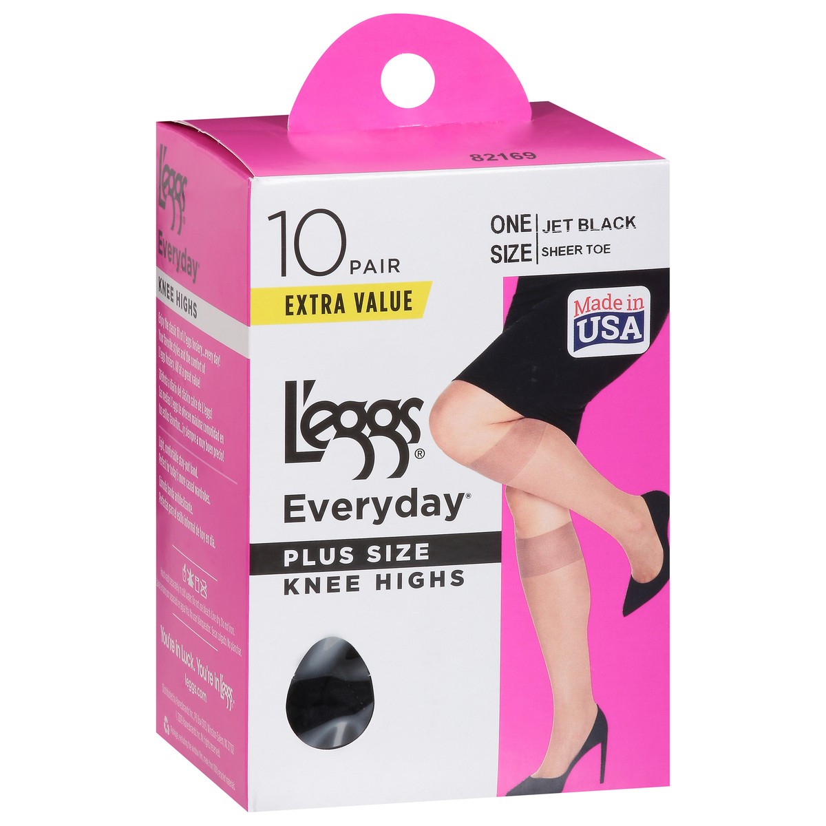 slide 11 of 12, L'eggs Everyday Jet Black Knee Highs One Size Plus Size Extra Value 10 ea, 10 ct