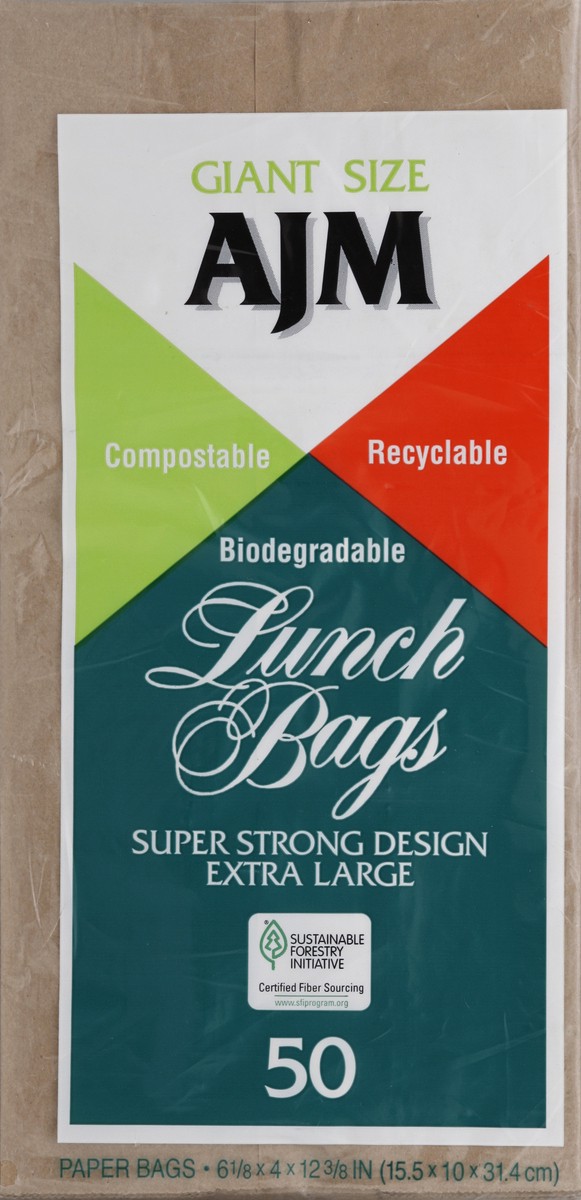 slide 4 of 4, AJM Paper Lunch Bags 50 ea, 50 ct