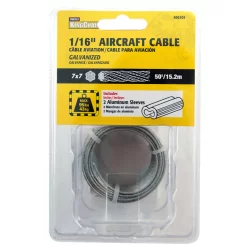 KingChain 1/16" x 50' 7x7 Galvanized Aircraft Cable - Grab 'N Go Pack