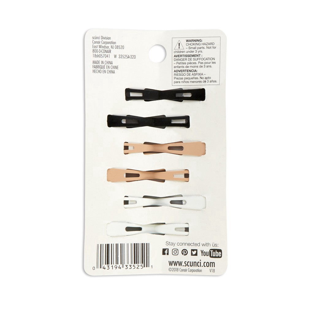 slide 3 of 3, scünci Oval Painted Snap Clips, Assorted, 6 ct