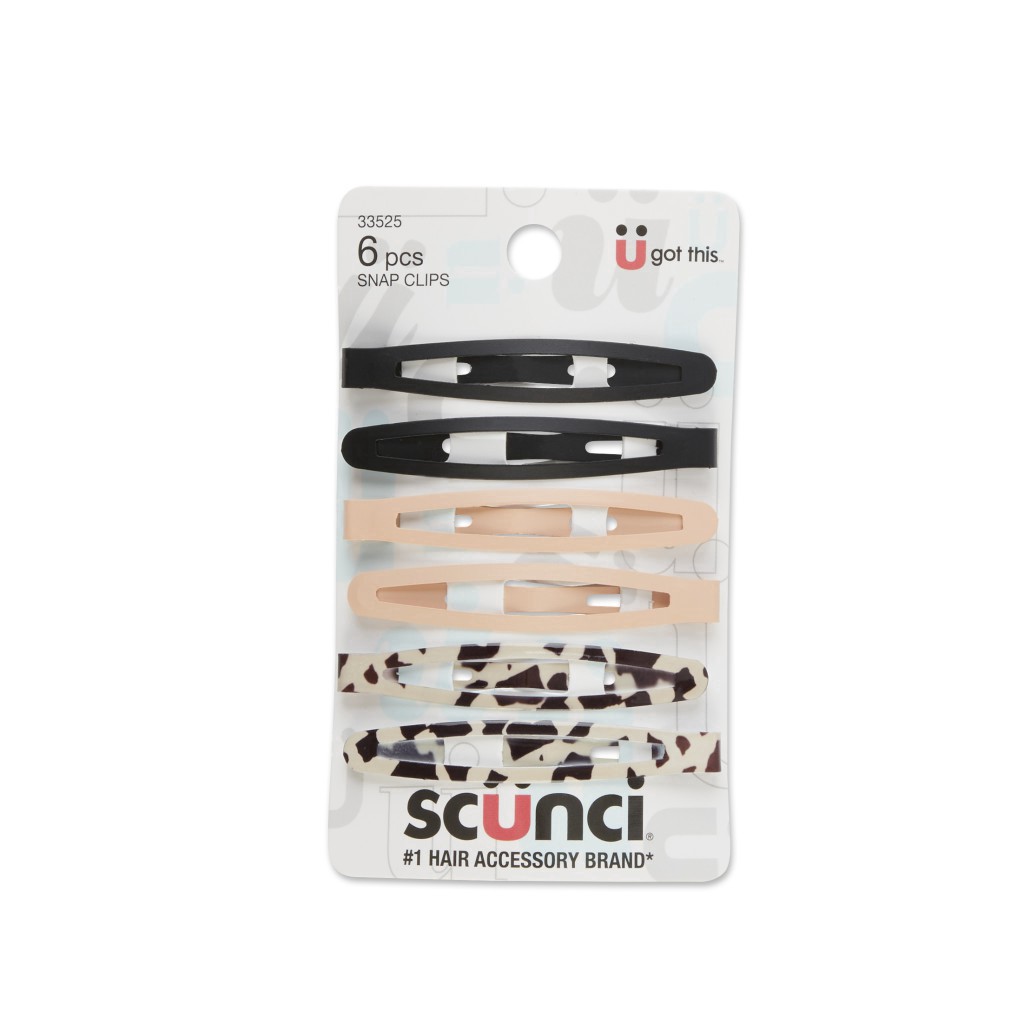 slide 1 of 3, scünci Oval Painted Snap Clips, Assorted, 6 ct