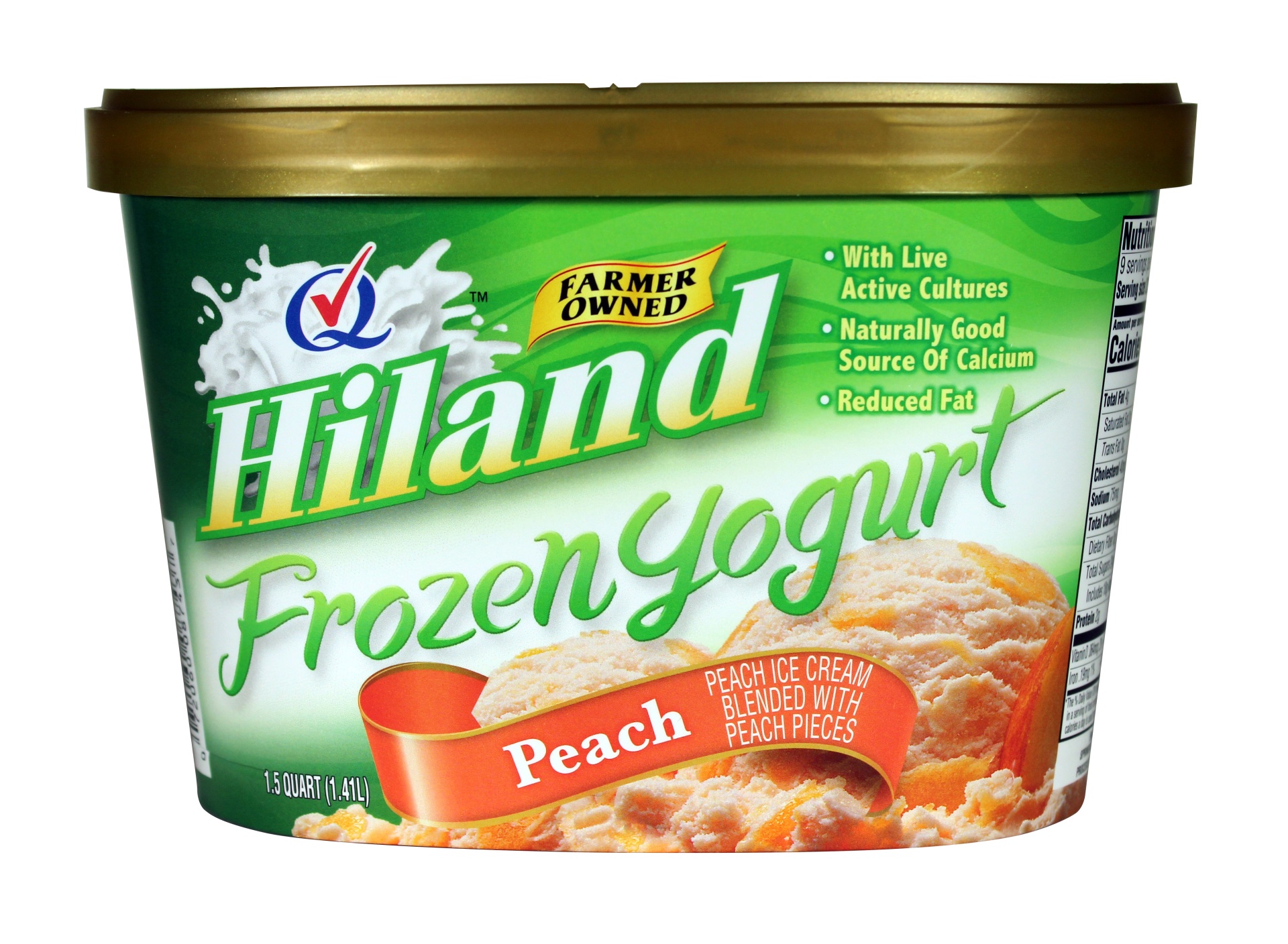 slide 1 of 1, Hiland Dairy Prm Peach Frozen Yogurt, 48 oz