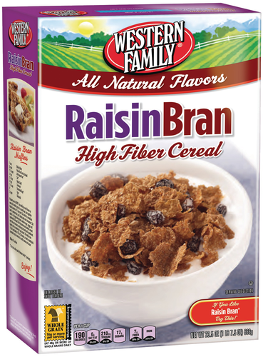 slide 1 of 1, Western Family Raisin Bran Cereal, 23.5 oz