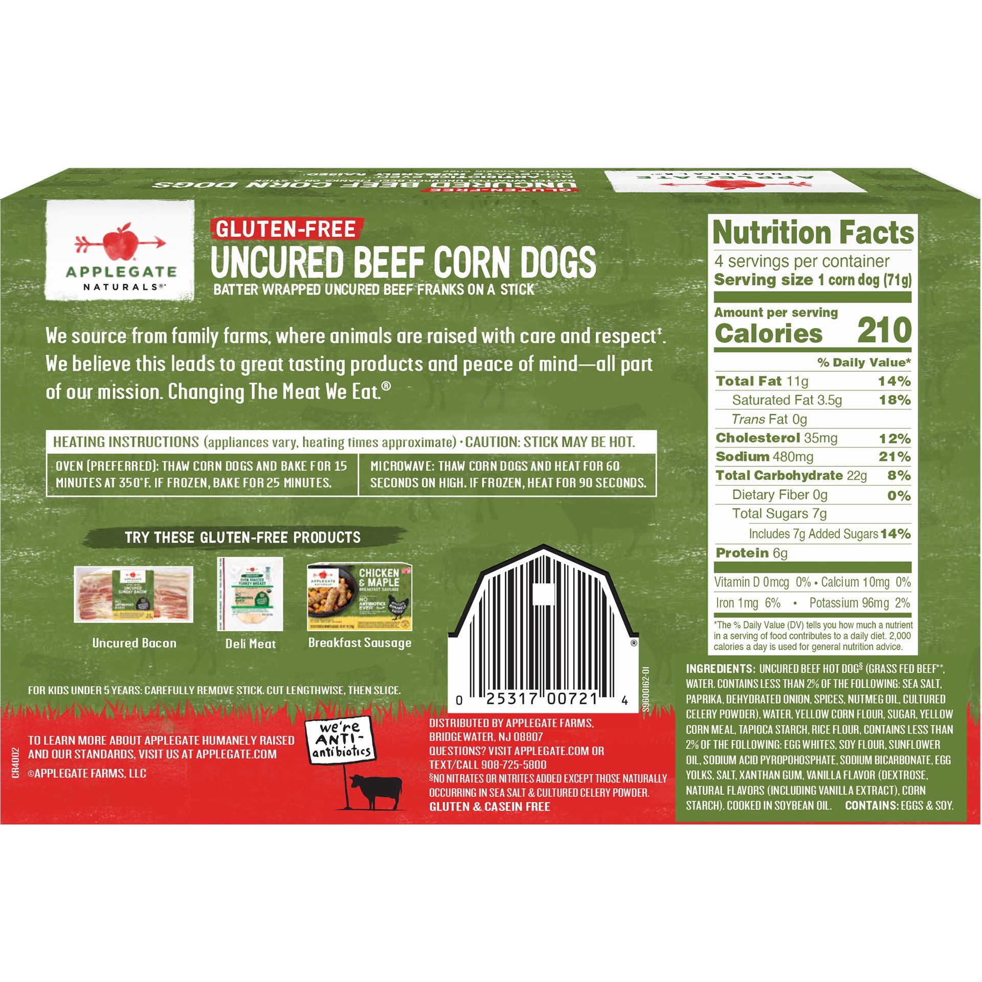 slide 3 of 7, Applegate Naturals Gluten Free Uncured Beef Corn Dogs, 10 oz, 10 oz