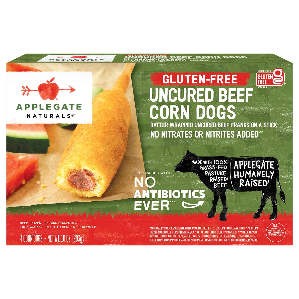 slide 1 of 7, Applegate Naturals Gluten Free Uncured Beef Corn Dogs, 10 oz, 10 oz