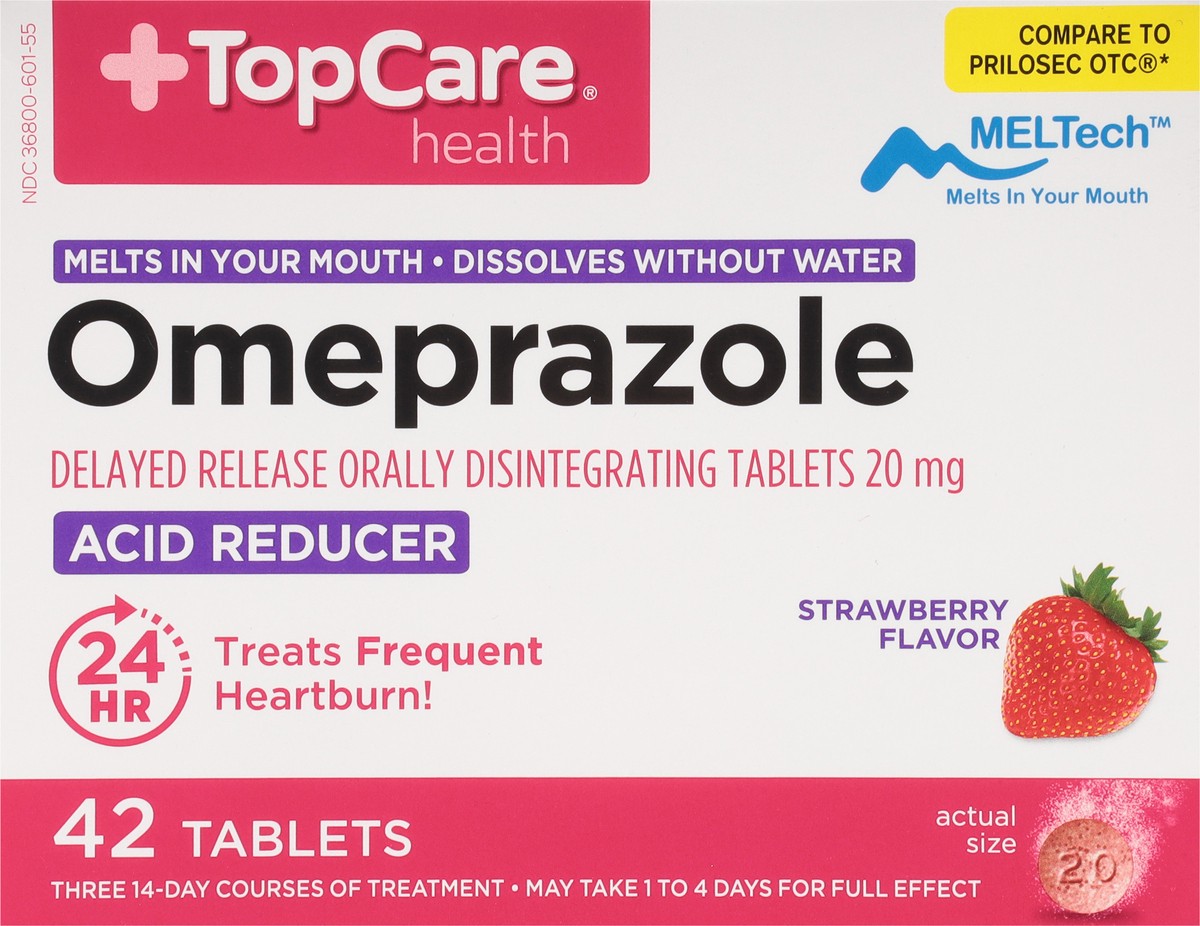 slide 6 of 9, TopCare Acid Reducer, Orally Disintegrating Tablets, Strawberry Flavor, 42 ct