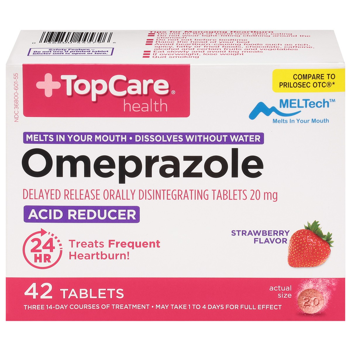 slide 1 of 9, TopCare Acid Reducer, Orally Disintegrating Tablets, Strawberry Flavor, 42 ct