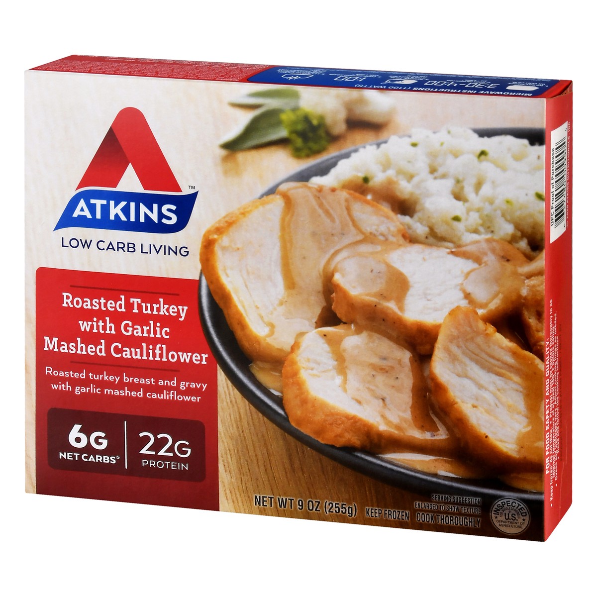 slide 6 of 9, Atkins Roasted Turkey with Garlic Mashed Cauliflower, 9 oz