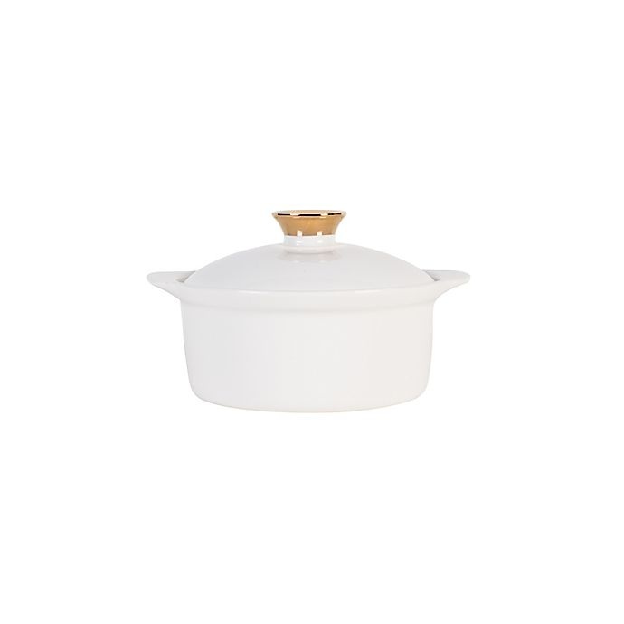 slide 1 of 3, Nevaeh White by Fitz and Floyd Grand Rim Gold Lidded Soup Bowl, 1 ct