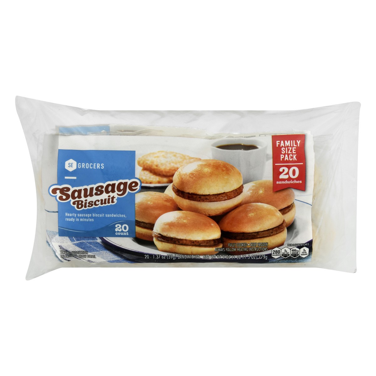 slide 1 of 1, Se Grocers Sausage Biscuit 20Ct, 20 ct