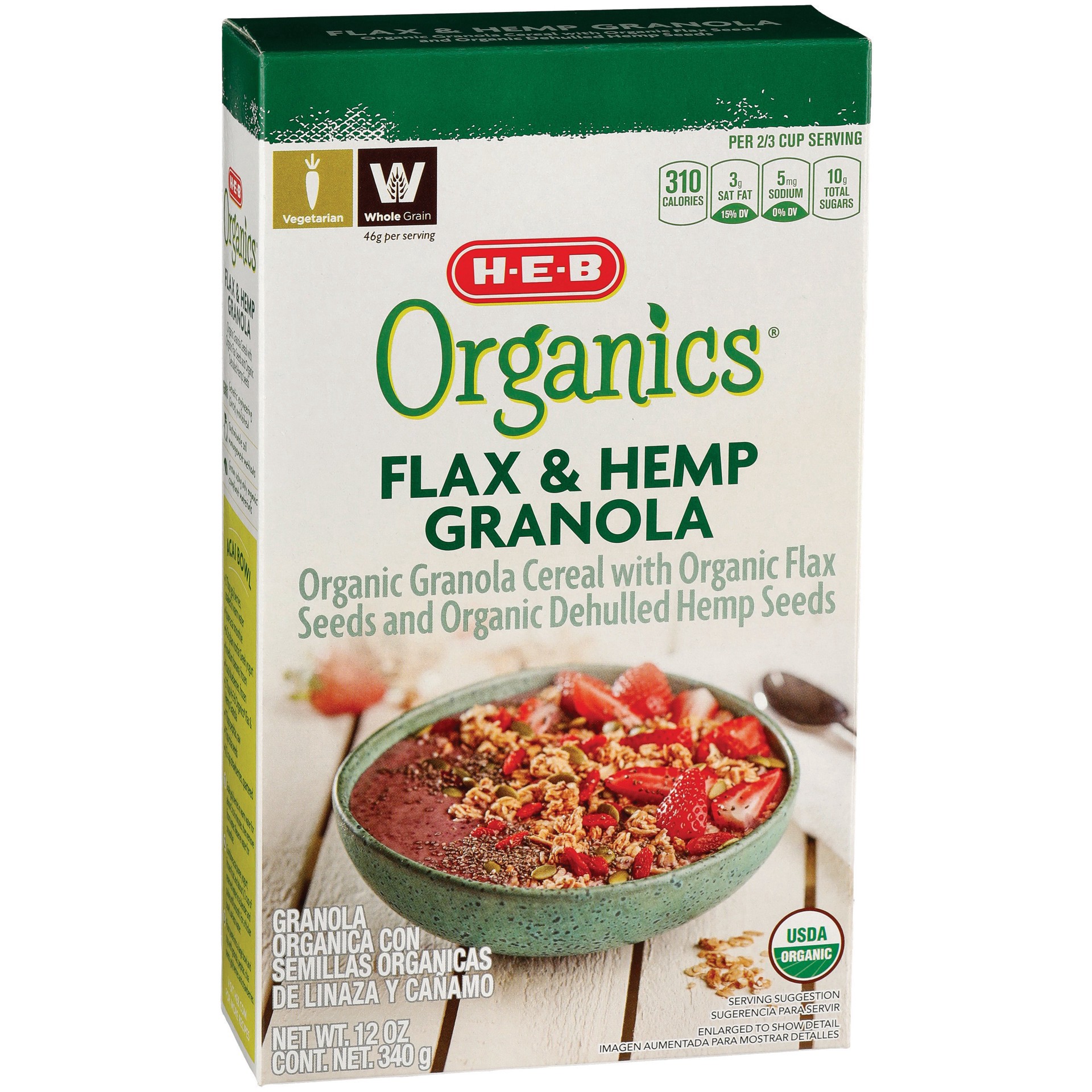 slide 1 of 1, H-E-B Organics Flax & Hemp Granola, 12 oz