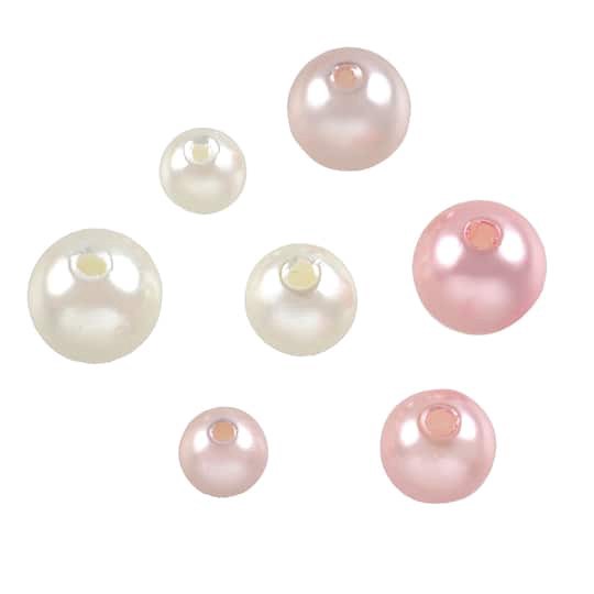 slide 1 of 3, Ivory & Pink Plastic Pearl Round Beads By Bead Landing, 8mm-12mm