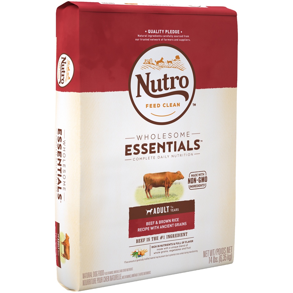 slide 2 of 9, Nutro Wholesome Essentials Adult Dry Dog Food, Beef & Brown Rice Recipe with Ancient Grains, 14 lb