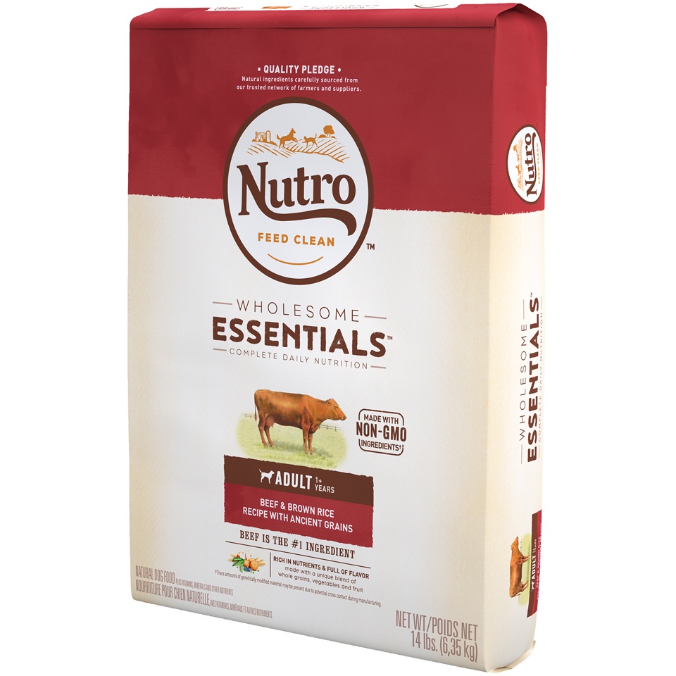 slide 3 of 9, Nutro Wholesome Essentials Adult Dry Dog Food, Beef & Brown Rice Recipe with Ancient Grains, 14 lb