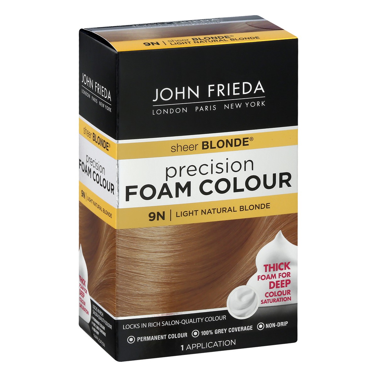 slide 7 of 9, John Frieda Blonde Permanent Precision Foam Hair Color, Blonde Hair Dye, 9N Light Natural Blonde Hair Color Kit, 1 Application, 1 ct