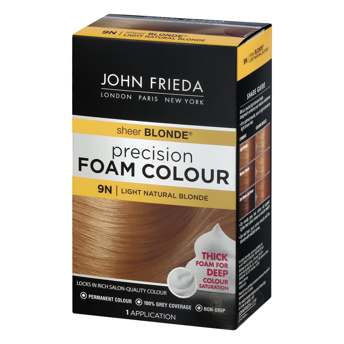 slide 4 of 9, John Frieda Blonde Permanent Precision Foam Hair Color, Blonde Hair Dye, 9N Light Natural Blonde Hair Color Kit, 1 Application, 1 ct