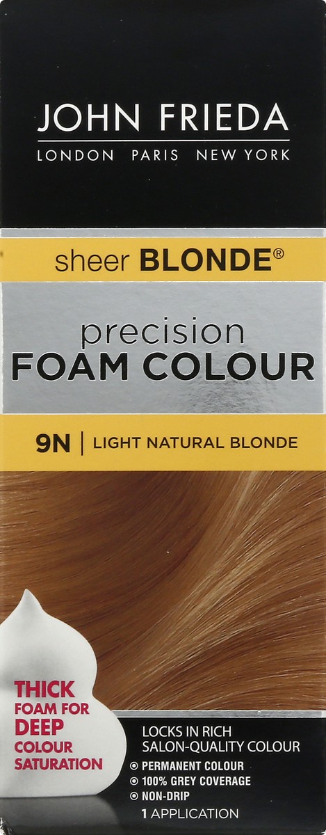 slide 8 of 9, John Frieda Blonde Permanent Precision Foam Hair Color, Blonde Hair Dye, 9N Light Natural Blonde Hair Color Kit, 1 Application, 1 ct