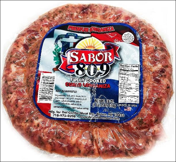 slide 1 of 1, Del Caribe Dc Longaniza Sabor 809 Vp - 18 oz, 18 oz