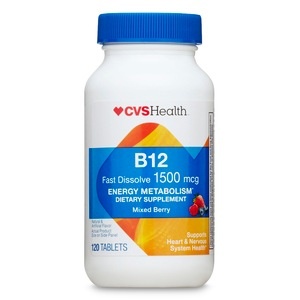 slide 1 of 1, CVS Health Vitamin B-12 1500 Mcg Dissolving Tablets, Mixed Berry, 120 ct