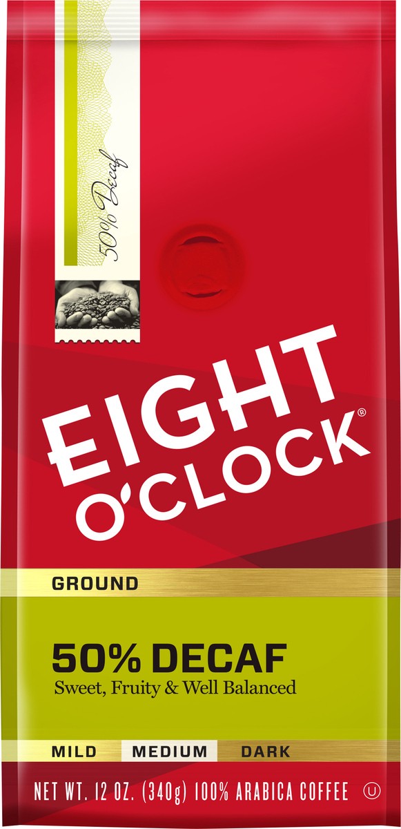 slide 4 of 4, Eight O'Clock Coffee 50% Decaf Medium Roast Ground Coffee 12 oz, 12 oz
