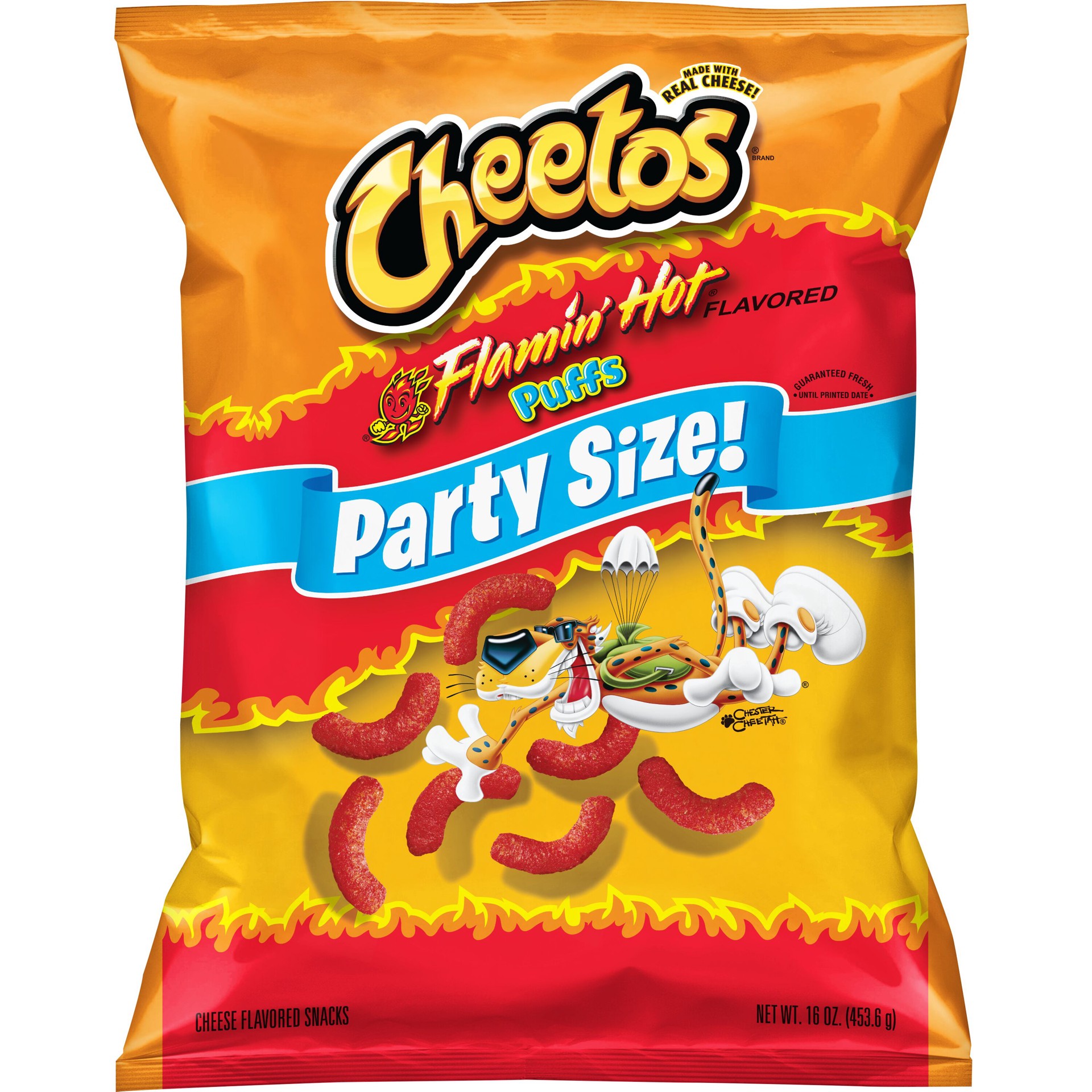 slide 1 of 1, Cheetos Puffs Cheese Flavored Snacks Flamin' Hot 16 Oz Party Size, 16 oz