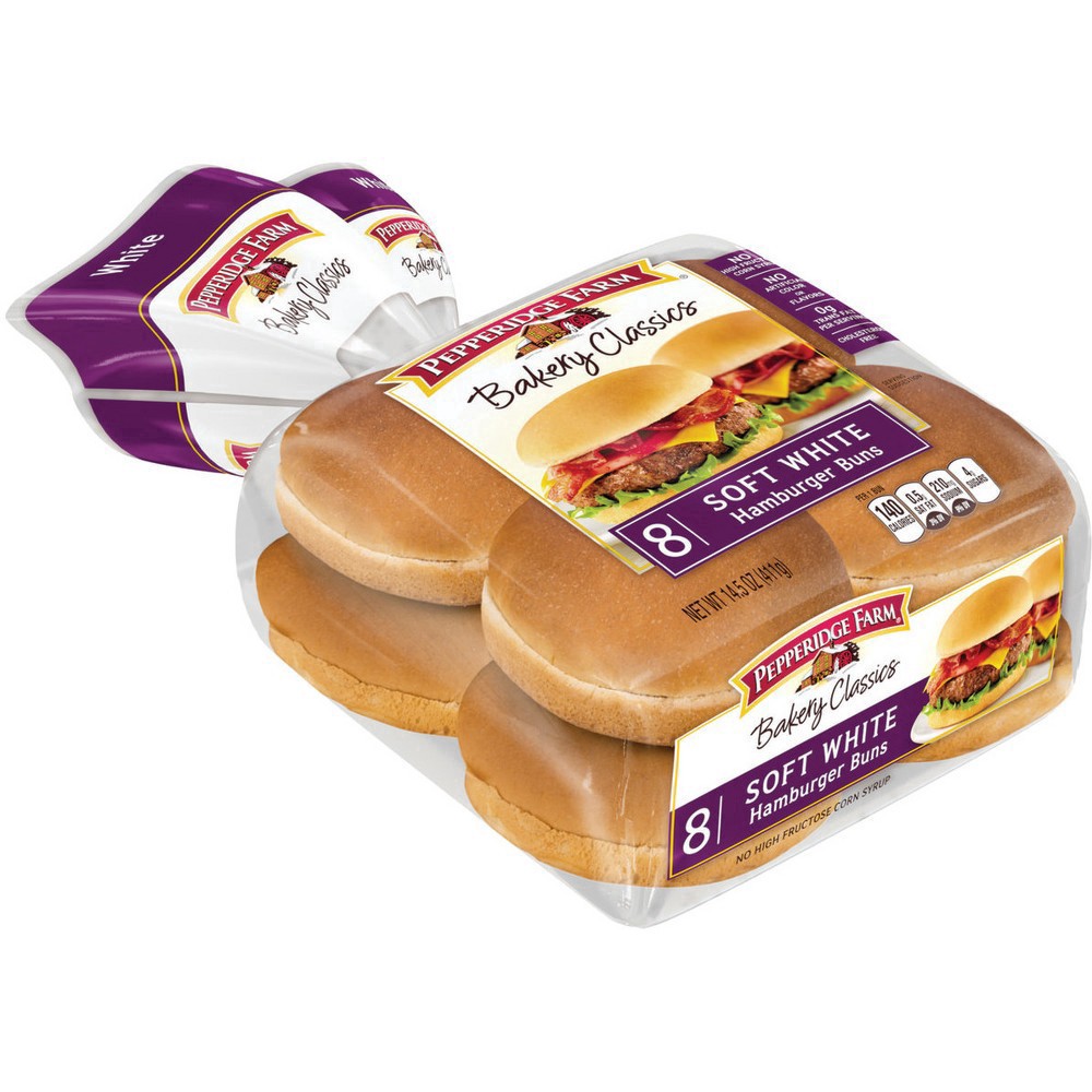 slide 56 of 125, Pepperidge Farm Soft White Hamburger Buns, 8-Pack Bag, 8 ct; 14.5 oz