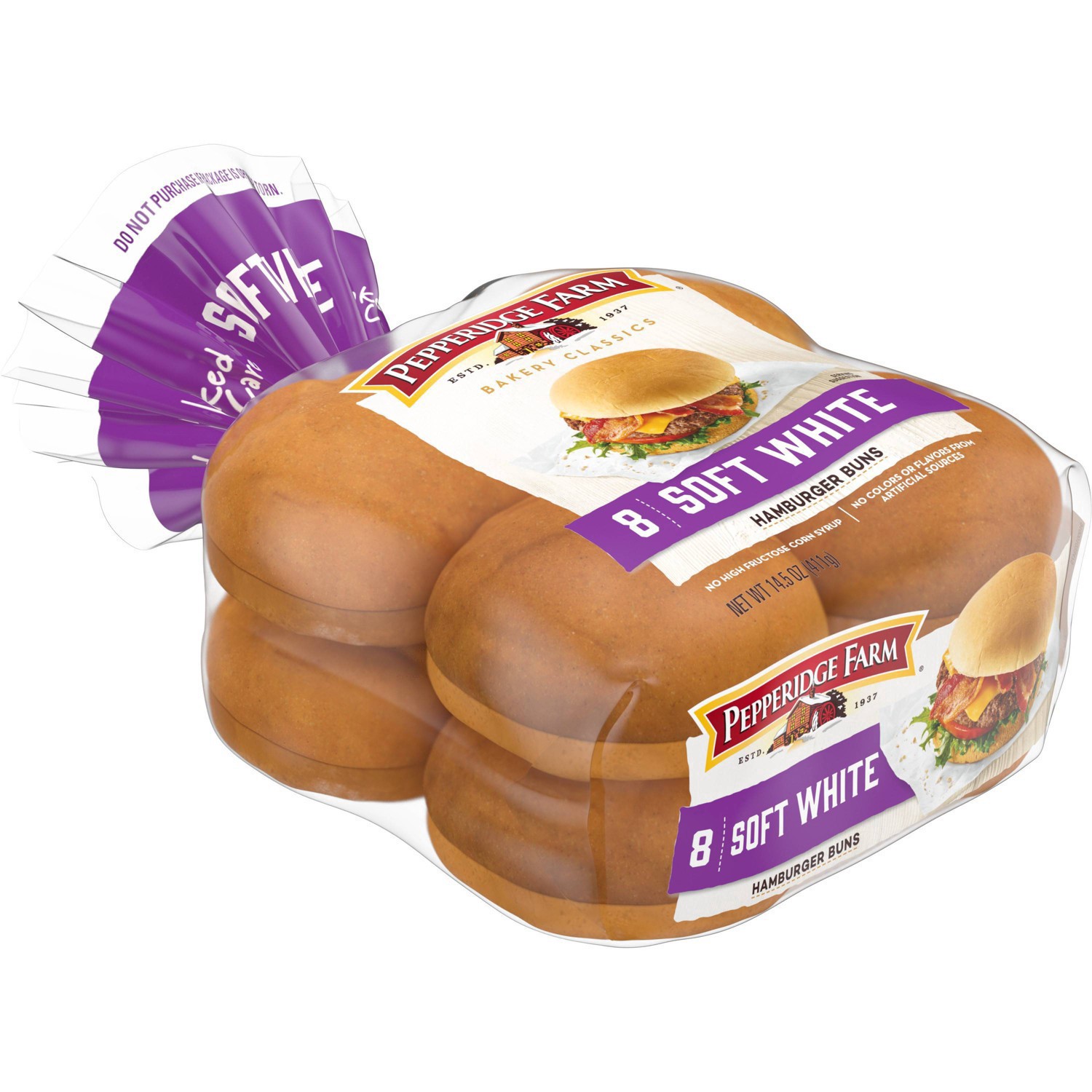 slide 57 of 125, Pepperidge Farm Soft White Hamburger Buns, 8-Pack Bag, 8 ct; 14.5 oz