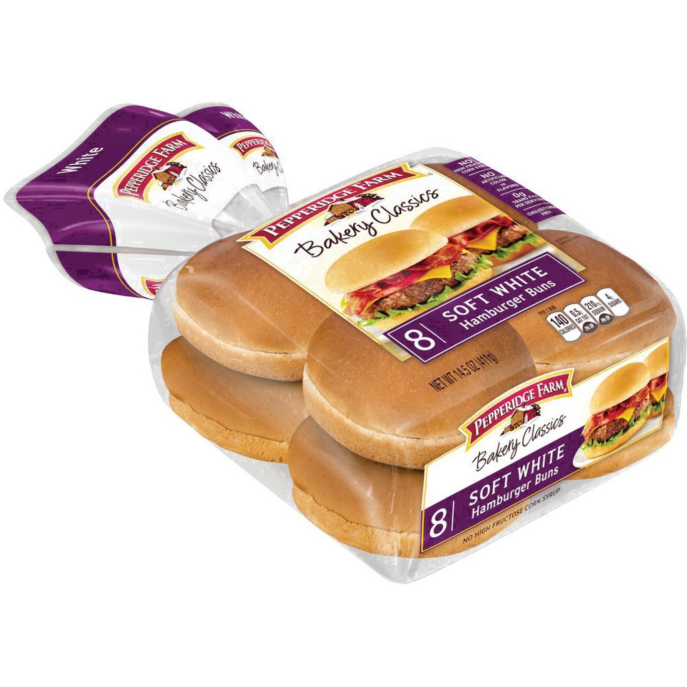 slide 103 of 125, Pepperidge Farm Soft White Hamburger Buns, 8-Pack Bag, 8 ct; 14.5 oz