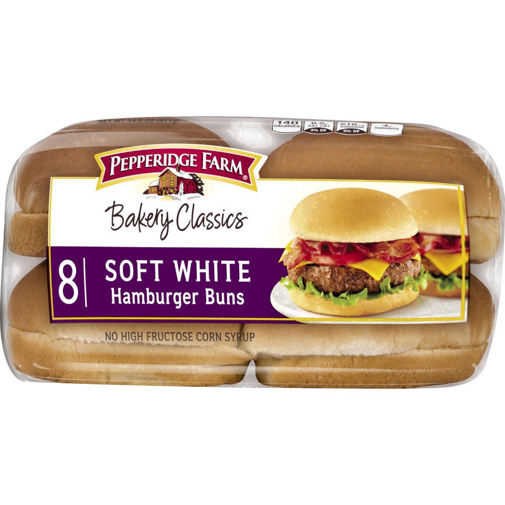 slide 51 of 125, Pepperidge Farm Soft White Hamburger Buns, 8-Pack Bag, 8 ct; 14.5 oz