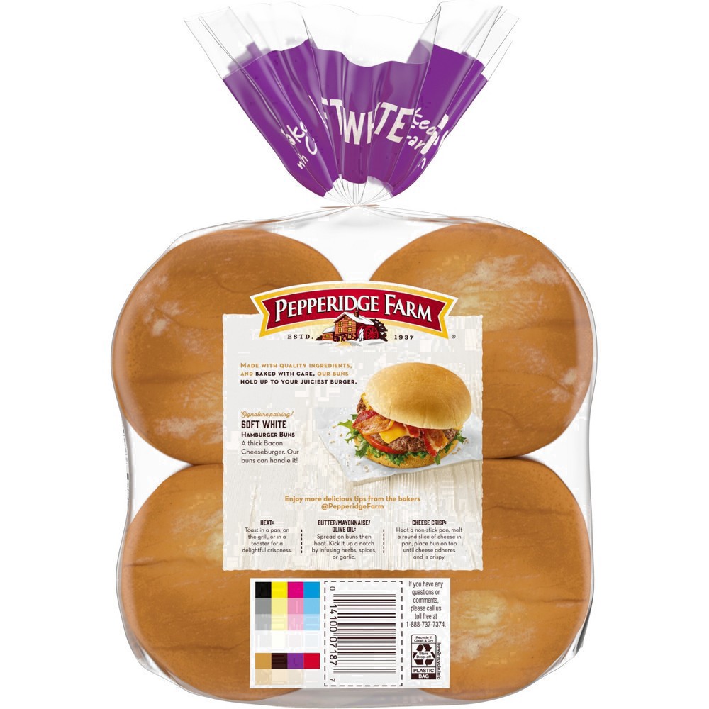 slide 77 of 125, Pepperidge Farm Soft White Hamburger Buns, 8-Pack Bag, 8 ct; 14.5 oz