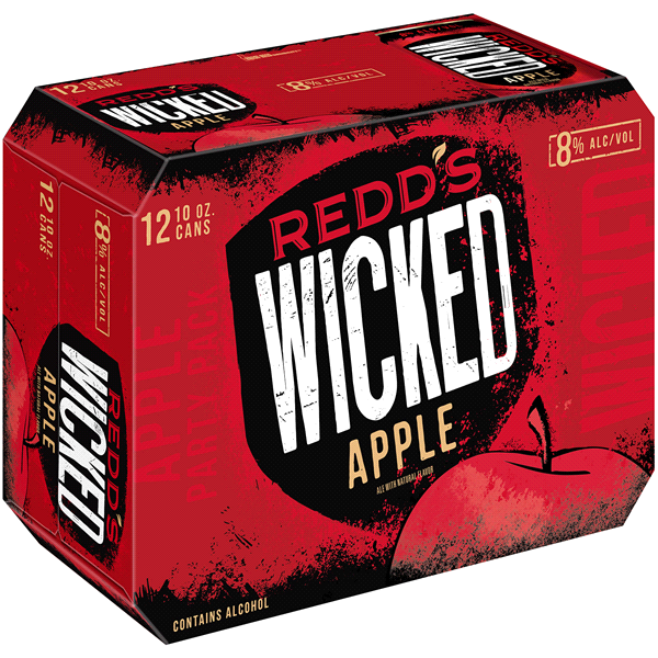 slide 8 of 13, Redd's Wicked Apple Ale Beer, 8% ABV, 12 ct; 10 fl oz