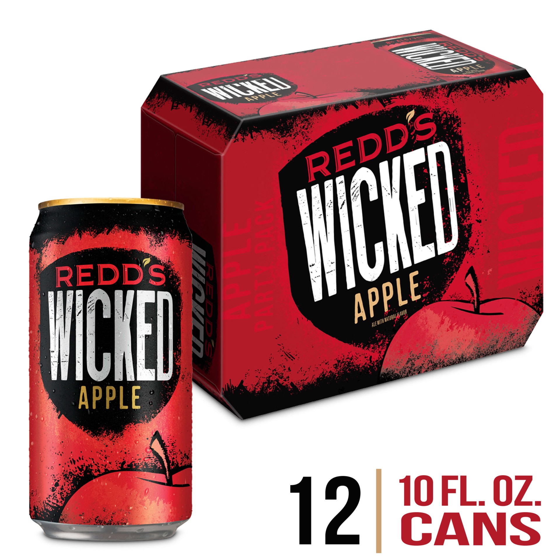 slide 1 of 13, Redd's Wicked Apple Ale Beer, 8% ABV, 12 ct; 10 fl oz