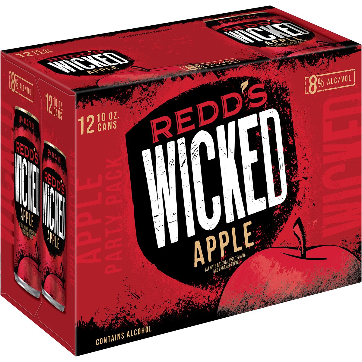 slide 1 of 13, Redd's Wicked Apple Ale Beer, 8% ABV, 12 ct; 10 fl oz